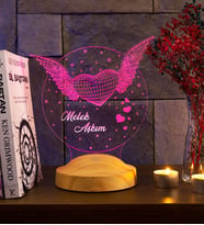 Melek Aşkım Kanatlı Kalp 3D LED Lamba - Sevgiliye Aşkınızı Yansıtan Romantik Hediye, Gece Lambası, 14 Şubat Hediyesi