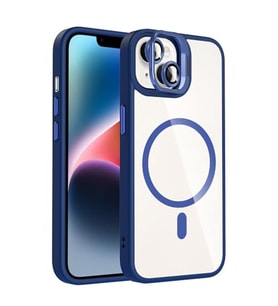 Coverzone iPhone 15 ile Uyumlu Z-Etro MagSafe Wireless ?arj Destekli, G��l� Manyetik Tutucu, Stand Olabilen, Kamera Lens Hediyeli Koruyucu K?l?f Lacivert