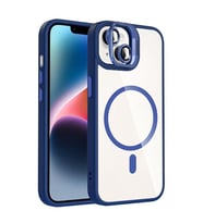Coverzone iPhone 15 ile Uyumlu Z-Etro MagSafe Wireless ?arj Destekli, G��l� Manyetik Tutucu, Stand Olabilen, Kamera Lens Hediyeli Koruyucu K?l?f Lacivert