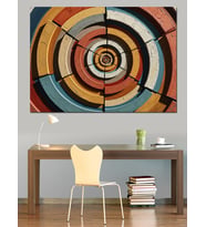 Sarmal Ve Geometrik Soyut Daireler Dekoratif Kanvas - Mdf Ahşap Tablo