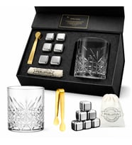 Perlotus Premium 345 cc Kristal Bardak ve Çelik Buz Küpü Seti Gıdaya Uygun Çeli