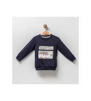 Erkek Çocuk %100 Pamuklu Kamuflaj Cepli Sweatshirt (Lacivert)