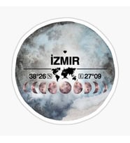 İzmir ve Ay Gps Harita Sticker Oto Araba Yapıştırma 15CM yazı 237
