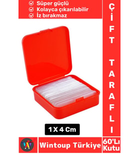İz Bırakmaz Dayanıklı Pratik Tablo Çerçeve Küçük Obje Çift Taraflı Nano Jel Şeffaf Bant 60'lı Kutu