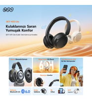 H2s Lite 6.0 Bluetooth Kulaklık ENC Net Çağrı - Çift Cihaz 40 mm Dinamik Sürücü - 60 Saat Dinle (Beyaz)