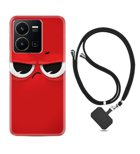 Vivo Y35 Kılıf Resimli Boyun Askılı İpli Desenli Silikon Series Red 1829