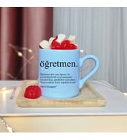 Öğretmen Tasarımlı Kişiye Özel Mavi Türk Kahvesi Fincan