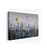 Modern Şehir Manzarasının Silueti Kanvas Tablo-5038