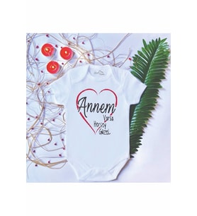 Unisex Bebek Baskılı Anne %100 Pamuklu Çıtçıtlı Body Zıbın