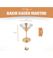 Bakır Kadeh Martini Çekiç Dövme Model Parlak Bakır Renk