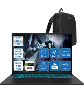 Asus Vivobook 16 V3607VM Intel Core 5 210H 32GB Ddr5 2tb SSD RTX5060 Gddr7 8gb Freedos 16" WUXGA(1920X1200) 144HZ 300NITS Taşınabilir Bilgisayar RP049F14 + Zetta Çanta