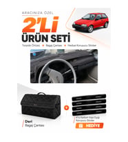 e-biz SUZUKI SWİFT (1988-1994) Uyumlu Torpido Örtüsü + Deri Bagaj Çantası Seti - Siyah - SZ002
