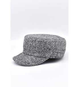 Erkek Yün Fidel Castro Şapka Wool Military Hat (Siyah - Beyaz)