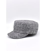 Erkek Yün Fidel Castro Şapka Wool Military Hat (Siyah - Beyaz)