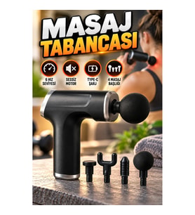 6 Hızlı Mini Masaj Tabancası – 4 Masaj Başlığı, Sessiz Motor, Type-C Şarj