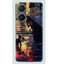 Vivo Y27 Kılıf Silikon Desen Özel Seri Kız ve Kedi 1762