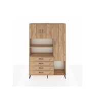 Arges Gardrop 8 Raflı 4 Çekmeceli 3 Kapaklı 132x30x195 Çam-Çam