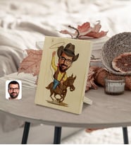 BK Gift Kişiye Özel Erkek Kovboy Karikatürlü Dekoratif Ahşap Çerçeve Model 2