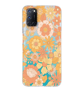 Oppo A52/A72/A92 Uyumlu Çiçek Desenli Şeffaf Telefon Kılıfı
