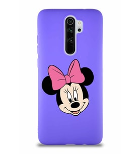 Xiaomi Redmi Note 8 Pro Soft Premier Kapak Minnie Mouse-C Tasarımlı Silikon Kılıf - Mor (Şeffaf)
