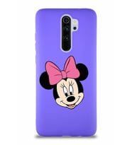 Xiaomi Redmi Note 8 Pro Soft Premier Kapak Minnie Mouse-C Tasarımlı Silikon Kılıf - Mor (Şeffaf)