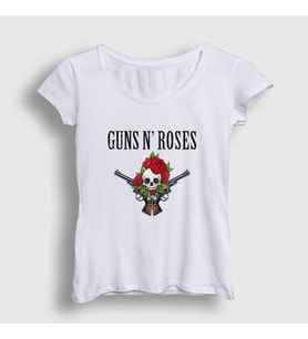 Presmono Kadın Beyaz Bunch Guns N' Roses T-Shirt 56453tt