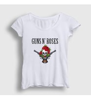 Presmono Kadın Beyaz Bunch Guns N' Roses T-Shirt 56453tt