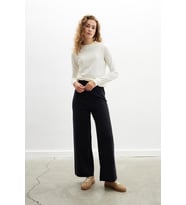 Peraluna DENISE TROUSER Rahat Kalıp Pamuk-Yün Karşım Kadın Triko Pantolon - Siyah