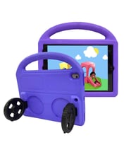 Lexroo iPad 10.2 (9.Nesil) Wheel Car Tekerlek Standlı Tablet Eva Silikon Kılıf - Mor