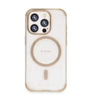 Northcity iPhone 15 Pro ile Uyumlu Hilton MagSafe Şeffaf Kılıf - Gold Darbe Korumalı