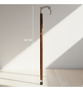 Fil Başlıklı Pirinç Baston – 92 cm Ahşap Gövdeli Şık Baston (Karışık)