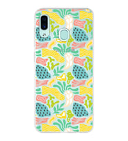 Samsung Galaxy A30 ile Uyumlu 1mm Kapak Memphis Desen Tasarımlı Şeffaf Silikon Kılıf