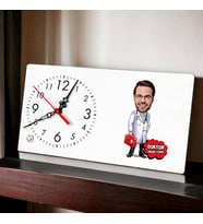 Erkek Doktor Karikatürlü Şık Masa Saati