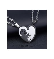 Best Friends Yin Yang Kedili Kolye Kalp Sevgili Çift Arkadaş Kolyesi (Gümüş)