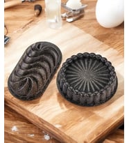 Doremcy Granit döküm 2 li  tart ve turta kalıbı siyah