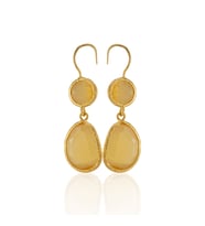 Kadir Jewellery 22 Ayar Altın Kaplama Kadın Taşlı Küpe -El İşçiliği Ve Hipoalerjenik Küpe