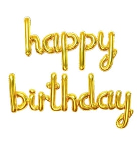 Happy Birthday El Yazısı Altın Renk Folyo Balon
