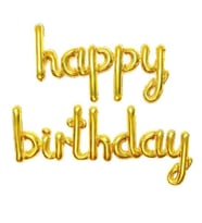 Happy Birthday El Yazısı Altın Renk Folyo Balon