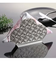 Zamak Peçetelik Gümüş Renk Kabartma Desenli Dekoratif Peçete Standı 15×9 cm