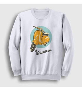 Presmono Unisex Beyaz Vintage Vespa Motorsiklet Scooter Sweatshirt 444887tt