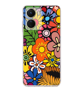 PrintiFy Vivo Y16 ile Uyumlu Retro Color 2  Kamera Korumalı Şeffaf  Kılıf