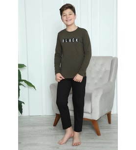 Giyim Erkek Çocuk Penye Pijama Takım Haki