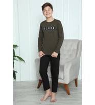 Giyim Erkek Çocuk Penye Pijama Takım Haki