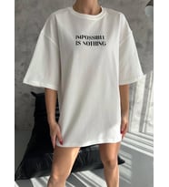 kadın Bisiklet Yaka Baskılı Oversize Kısa kol T-Shirt - Beyaz
