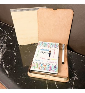 Matematikçi Ahşap Kutulu Defter Kalem Set