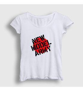 Presmono Kadın Beyaz Logo Rock New Model Army T-Shirt 485629tt (Beyaz)