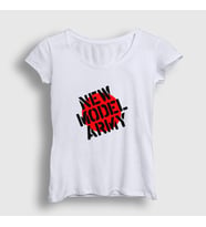 Presmono Kadın Beyaz Logo Rock New Model Army T-Shirt 485629tt (Beyaz)