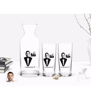 BK Gift Kişiye Özel Renkli Baskılı Godfather Baba Tasarımlı İkili Rakı Bardağı ve Karaf Hediye Seti-6 (Model 1)