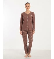 Seamlife Kadın Pamuklu Waffle Kumaş Kışlık Uzun Kollu Sıcak Tutan Pijama Takımı