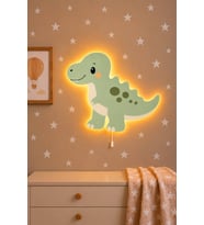 Ahşap Dinozor Gece Lambası Yıldız Hediyeli Pilli Ledli Bebek Çocuk Odası-Dino2